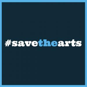 Save the Arts Instagram image in blue