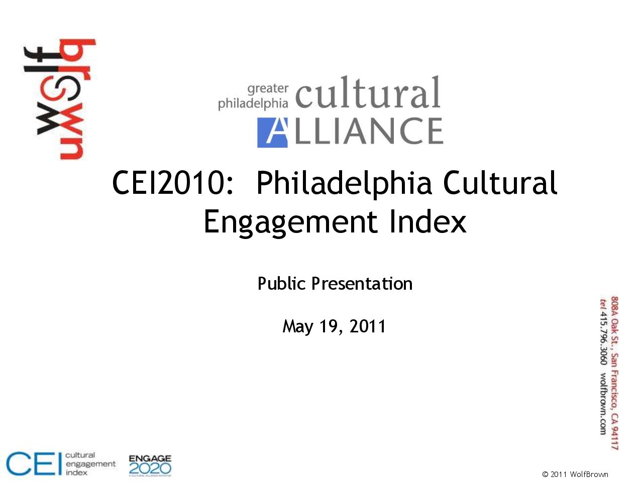 2010 Cultural Engagement Index (CEI)